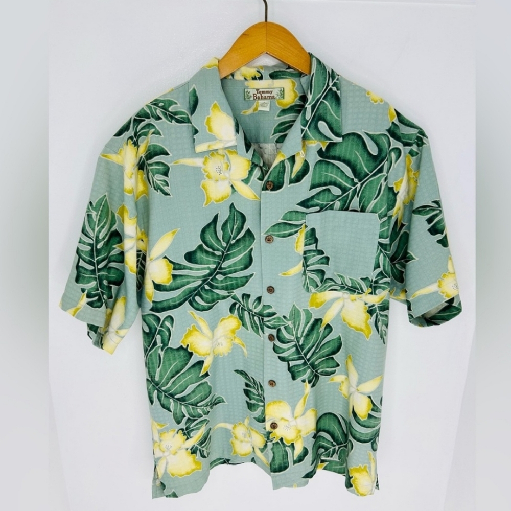 TOMMY BAHAMA Silk Camp Shirt Palm